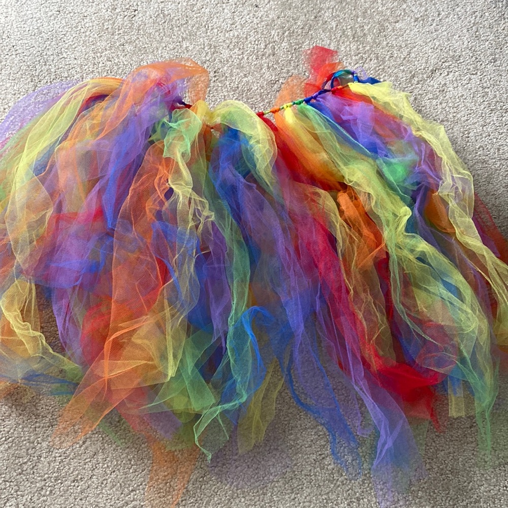 Homemade, never worn rainbow tutu with adjustable waist